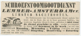 Advertentie 1870 Schroefstoombootdienst Lemmer - Amsterdam - Covers & Documents