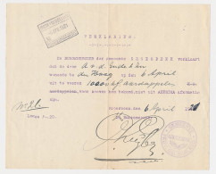 SS Mook Middelaar 1921 - Verklaring Burgemeester Groesbeek - Zonder Classificatie