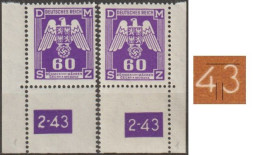 021/ Pof. SL 16, Corner Stamps, Plate Number 2-43, Type 1, Var. 1 - Ongebruikt