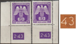 021a/ Pof. SL 16, Corner Stamps, Plate Number 2-43, Type 1, Var. 3 - Nuovi