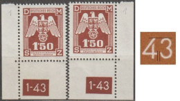 023/ Pof. SL 20, Corner Stamps, Plate Number 1-43, Type 1, Var. 1 - Ongebruikt