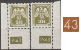 024/ Pof. SL 22, Corner Stamps, Plate Number 2-43, Type 1, Var. 1 - Neufs