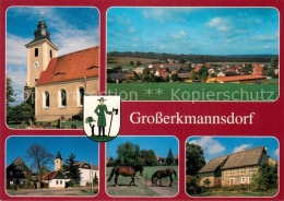 73757786 Grosserkmannsdorf Teilansichten Kirche Pferde Grosserkmannsdorf - Autres & Non Classés