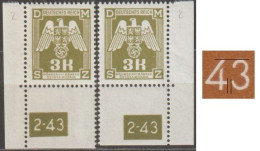 024a/ Pof. SL 22, Corner Stamps, Plate Number 2-43, Type 1, Var. 2 - Unused Stamps