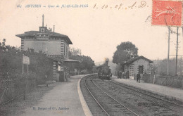 Antibes (Alpes-Maritimes) - Gare De JUAN-les-PINS Avec Train - Voyagé 1905 (2 Scans) - Juan-les-Pins