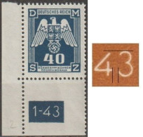 025/ Pof. SL 14, Corner Stamp, Plate Number 1-43, Type 2, Var. 2 - Ongebruikt