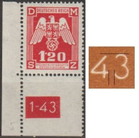 026/ Pof. SL 19, Corner Stamp, Plate Number 1-43, Type 2, Var. 5 - Nuovi