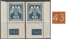 027/ Pof. SL 14, Corner Stamps, Plate Number 1-43, Type 2, Var. 2 - Nuevos