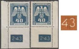 027a/ Pof. SL 14, Corner Stamps, Plate Number 2-43, Type 2, Var. 3 - Neufs