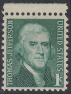 !a! USA Sc# 1278 MNH SINGLE W/ Top Margin - Thomas Jefferson - Unused Stamps