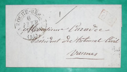 CAD TYPE 13 LA ROCHE BERNARD MORBIHAN PP PORT PAYE POUR VANNES 1845 LETTRE COVER FRANCE - 1801-1848: Voorlopers XIX
