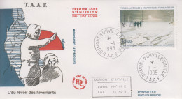 Enveloppe  FDC  1er  Jour    T.A.A.F    L' Au   Revoir   Aux   Hivernants   Station  CHARCOT    1995 - FDC