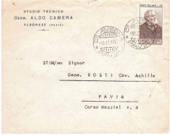 1957 L.25 GIOSUE' CARDUCCI ANNULLO CILAVEGNA PAVIA - 1946-60: Poststempel