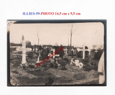 ILLIES-59-Tombes-Cimetiere-PHOTO Allemande-GUERRE 14-18-1 WK-MILITARIA- - Soldatenfriedhöfen