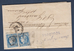 Bordeaux N° 46B  X 2 Sur Lettre De Toulouse - - 1870 Uitgave Van Bordeaux