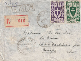 Lettre Recommandée De BETARE - OYA  - Afft à 24F. (N° 259 + 262) + Cachet Du CONTRÖLE POSTAL . Pour Bourges. - Lettres & Documents