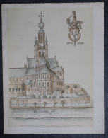 GENT LITHO 30 X 24 CM - CHEVET DE L'ANCIENNE EGLISE ABBATIALE DE SAINT PIERRE A GAND VUE PRISE DES PRAIRIES DES MOINES - Gent