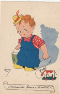 ILLUSTRATEURS. CPA. ILLUSTRATION LACROIX. ENFANT. VACHE A ROULETTES  "J'AURAI DU BEURRE BIENTOT !! ". ANNEE 1942 + TEXTE - Autres & Non Classés