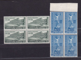 1950 Italia Italy Repubblica UNESCO 4 Serie Di 2 Valori In Quartina MNH** Gomma Leggermente Bicolore. Block 4 - 1946-60: Mint/hinged