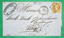 N°16 PC 1818 A LYON A LES TERREAUX INDICE 11 POUR PARIS 1855 LETTRE COVER FRANCE - 1849-1876: Klassieke Periode