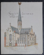 GENT LITHO 29 X 24 CM - ANCIENNE EGLISE PAROISSIALE DE NOTRE DAME SAINT PIERRE EN 1585 D'APRES UN CROQUIS COLORE - Gent