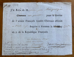 ARMEE FRANCAISE - BUONO PER SERVIZIO  COMITATO DA PAGARSI CON ZECCHINI 7,660 ...27 MAY An.5 De La REPUBLIQUE FRANCAISE.. - Documentos Históricos