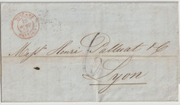 MARITIME - 1852 - RARE ENTREE TOSCANE BASTIA ! LETTRE De LIVORNO => LYON - Toskana