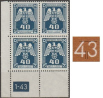 038/ Pof. SL 14, Corner 4-block, Plate Number 1-43, Type 1 - Ongebruikt