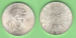 Austria Österreich 25 Schilling 1964 Franz Grillparzer Silver Coin - Austria