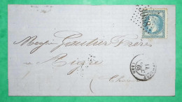 N°29 GC 3058 QUESTEMBERT MORBIHAN POUR AIGRE CHARENTE 1868 LETTRE COVER FRANCE - 1849-1876: Période Classique