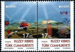 CYPRUS (Turkey) 2024 Europa CEPT. Underwater Fauna & Flora - Fine Set MNH - Unused Stamps