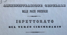 POSTE PONTIFICIE AMMINISTRAZIONE GENERALE - MIGLIORAMENTI SERVIZIO  CORRISPONDENZE..BOLOGNA PER OZZANO IL 13/giugno 1846 - Historische Documenten