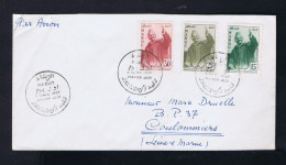 Gc8592 MAROC "ann. De L'indépendence" Royals 1957 Fdc Mailed Rabat »Coulommieres  FR - Royalties, Royals