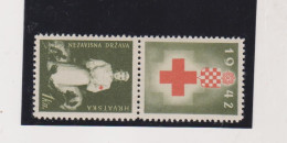 CROATIA WW II , 1942,1 Kn Red Cross  Charity Stamp + Label MNH - Croatia