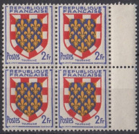 1951 FRANCE N** 902 MNH Bloc De 4 - Unused Stamps