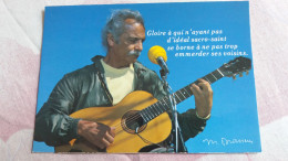 CPM CELEBRITE CHANTEUR  POETE G BRASSENS GUITARE PAS D IDEAL SACRO SAINT EMMERDER SES VOISINS  ED CAP THEOJAC - Cantanti E Musicisti