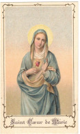 SOUVENIR PIEUX CARTONNE FIN SAINT COEUR DE MARIE IMAGE PIEUSE CHROMO HOLY CARD SANTINI - Andachtsbilder