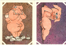SEXY PIG - 2 CARTOLINE V186 - Gekleidete Tiere
