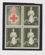 CROATIA WW II , 1942,1 Kn Red Cross  Charity Stamps + Label MNH - Croatia