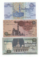 Ägypten 25 Piaster 2008 UNC, 1 Pound 2005 UNC, 5 Pounds 1991 UNC - Egipto