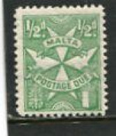 MALTA - 1925  1/2d  GREEN  PERF 12  MINT NH - Malta