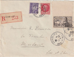 Lettre Recommandée De PARIS 110 - Afft à 4,50F Par N° 509 + 519 + 544 (gd Bord De Feuille) Pour Le Loir Et Cher.. - 1921-1960: Moderne