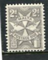 MALTA - 1925  2d  GREY  PERF 12  MINT NH - Malta