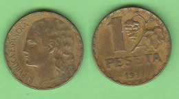 Spain Spagna 1 Pesetas 1931 Brass Typological Coin  K 755 - 1 Peseta