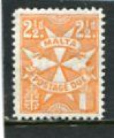 MALTA - 1925  2 1/2d  ORANGE  PERF 12  MINT NH - Malte