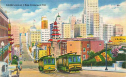 73976404 SAN_FRANCISCO_California_USA Cable Cars On A San Francisco Hill Illustr - Other & Unclassified