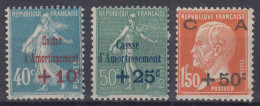 FRANCE CAISSE D'AMORTISSEMENT N° 246/248 NEUVE * GOMME LEGERE TRACE DE CHARNIERE - 1927-31 Sinking Fund