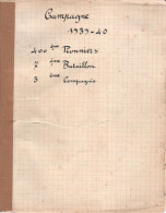 JOURNAL DE GUERRE CAMPAGNE 1939 1940 400e PIONNIERS 7e BATAILLON - 1939-45