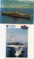 PORTE AVIONS CLEMENCEAU  -  LOT De 2 CPSM - - Warships