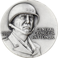 États-Unis, Médaille, Patton, Invasion Of Sicily, 1968, Argent, Edwart Grove - Autres & Non Classés